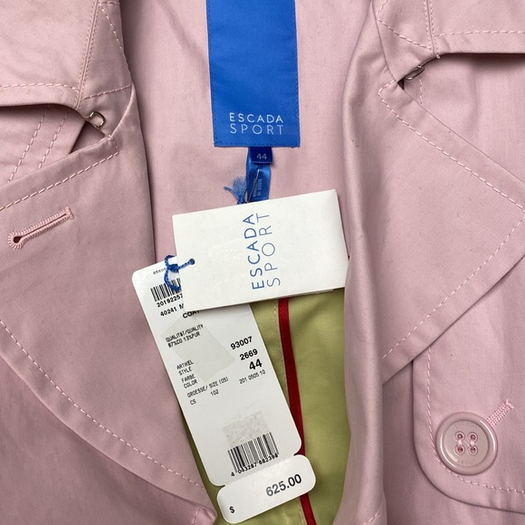 Escada Sport Pink CottonStretch Trench NewWithTags - Picture 12 of 16